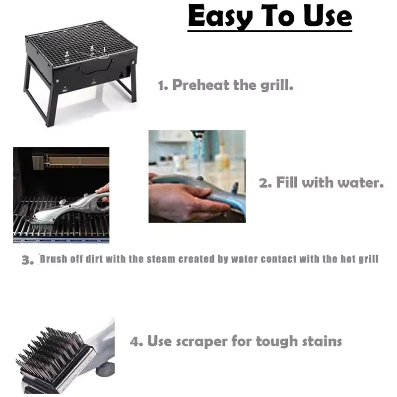 Barbecue Grill Outdoor Steam Cleaning Brushes BBQ Cleaner Suitable For Charcoal Scraper Gas Accessories Cooking Kitchen Tool