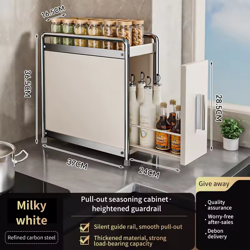 Kitchen Multifunctional Narrow Side Pull Out Multi Shelf Spice Condiment Organiser Countertop Tidy Shelves Kitchen Accessories