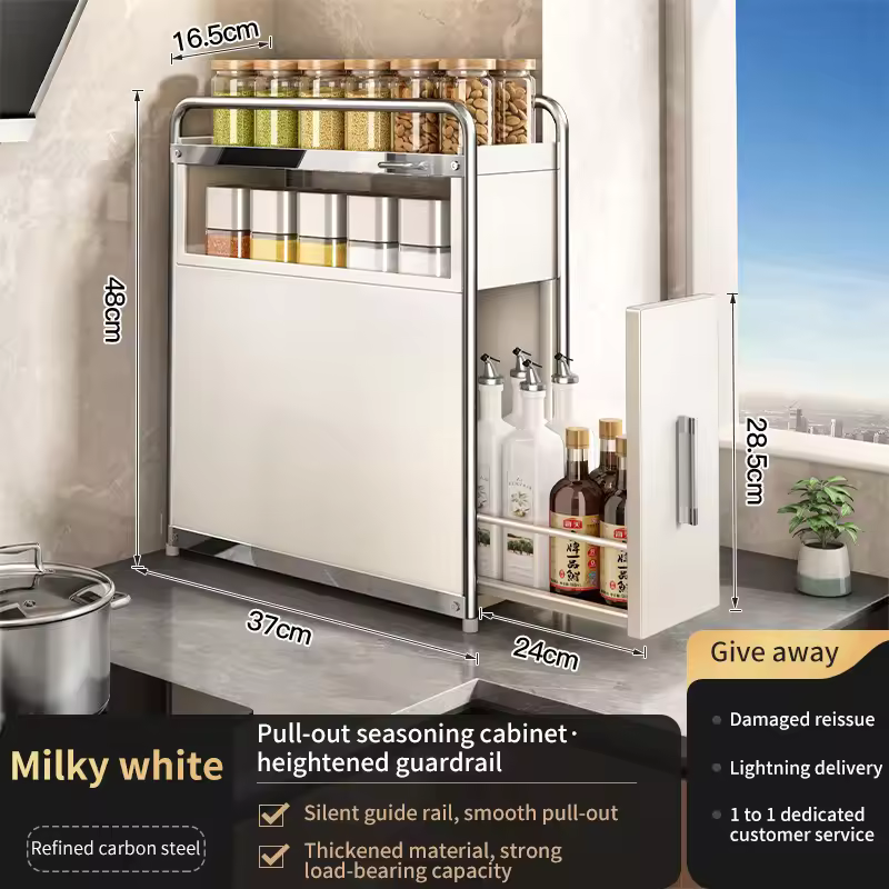 Kitchen Multifunctional Narrow Side Pull Out Multi Shelf Spice Condiment Organiser Countertop Tidy Shelves Kitchen Accessories